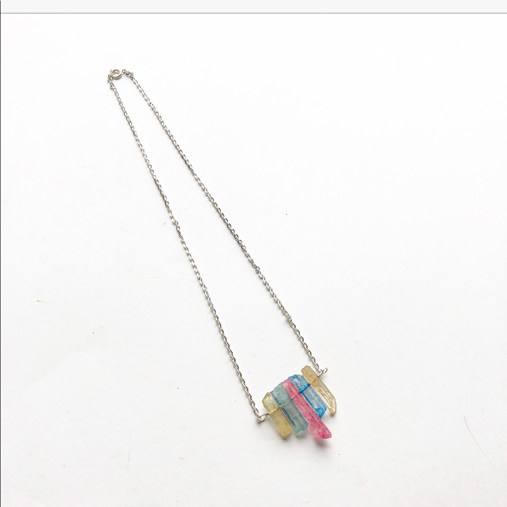 ARTISAN BOHO SILVER PASTEL GEMSTONE NECKLACE